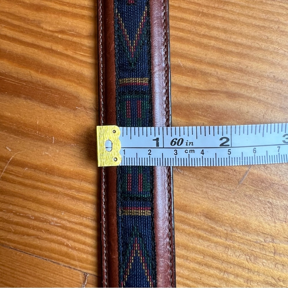 Mens Leather Aztec Tribal Western Inlayed Belt Brass Buckle Size 38 Multi USA - Picture 12 of 12